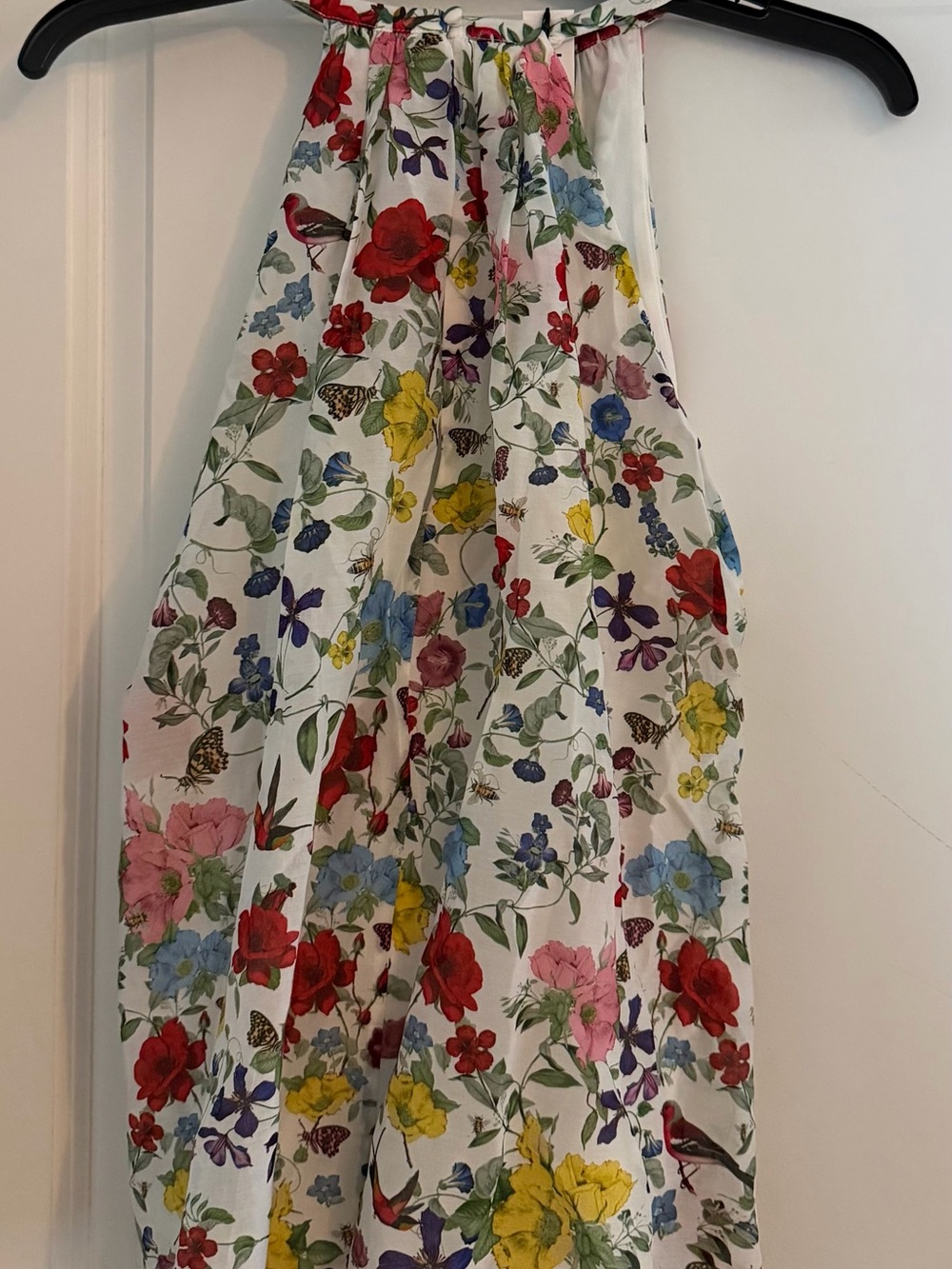 Alice + Olivia White Floral Halter Skirt with Multicolor Blooms